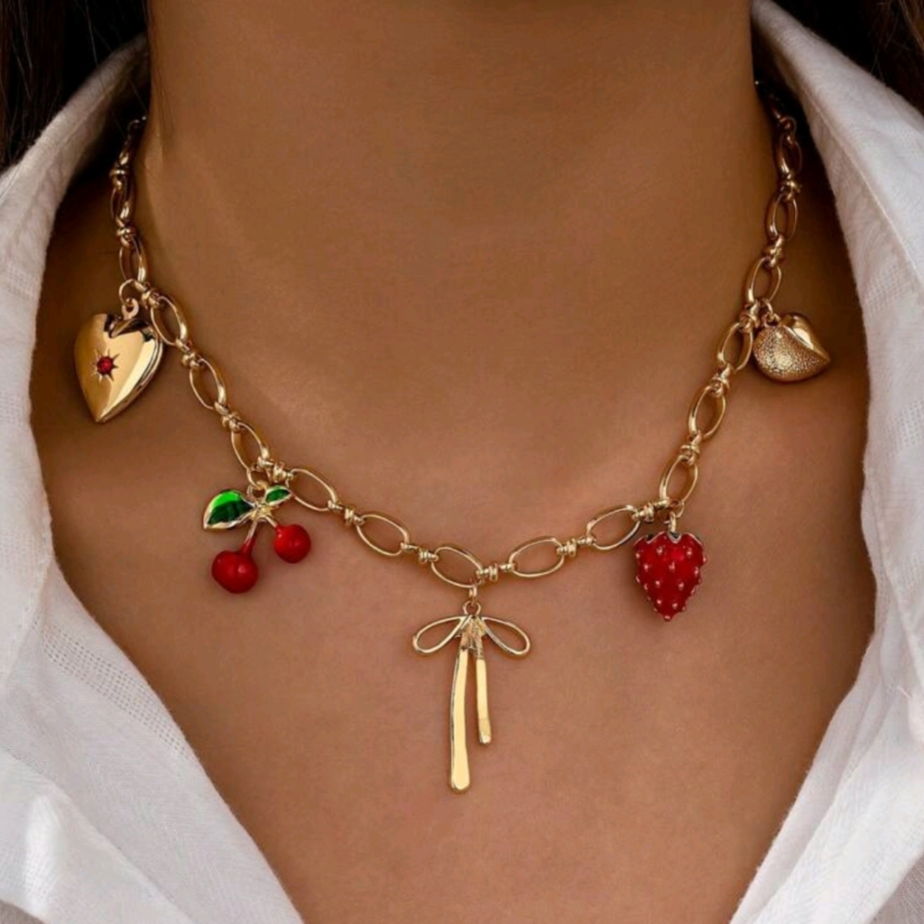 Shein Cherry Charm Necklace 14$